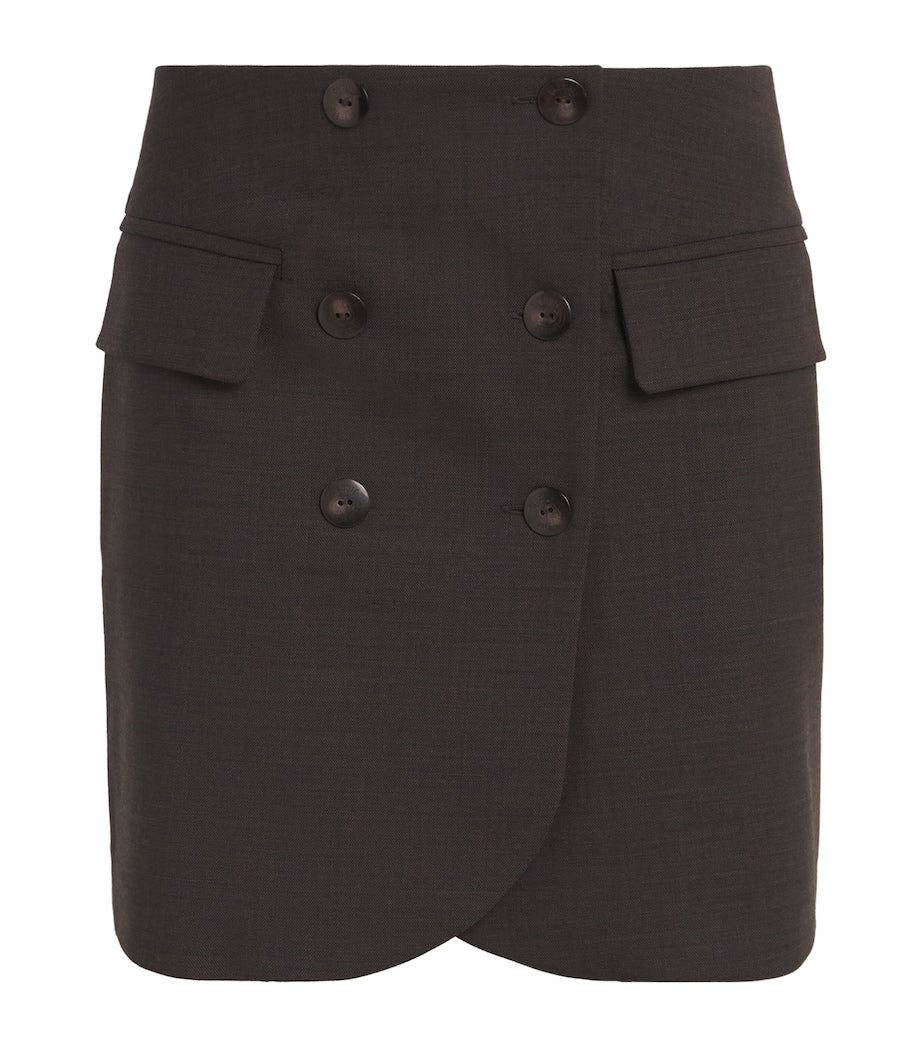 Claudie Pierlot Brown Wool-Blend Mini Skirt