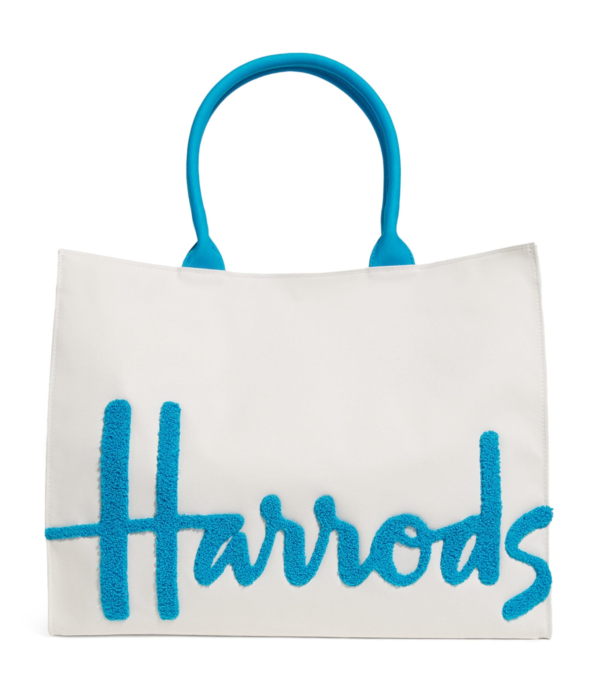 Harrods Blue Large Cotton Logo Tote Bag
