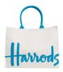 Harrods Blue Large Cotton Logo Tote Bag