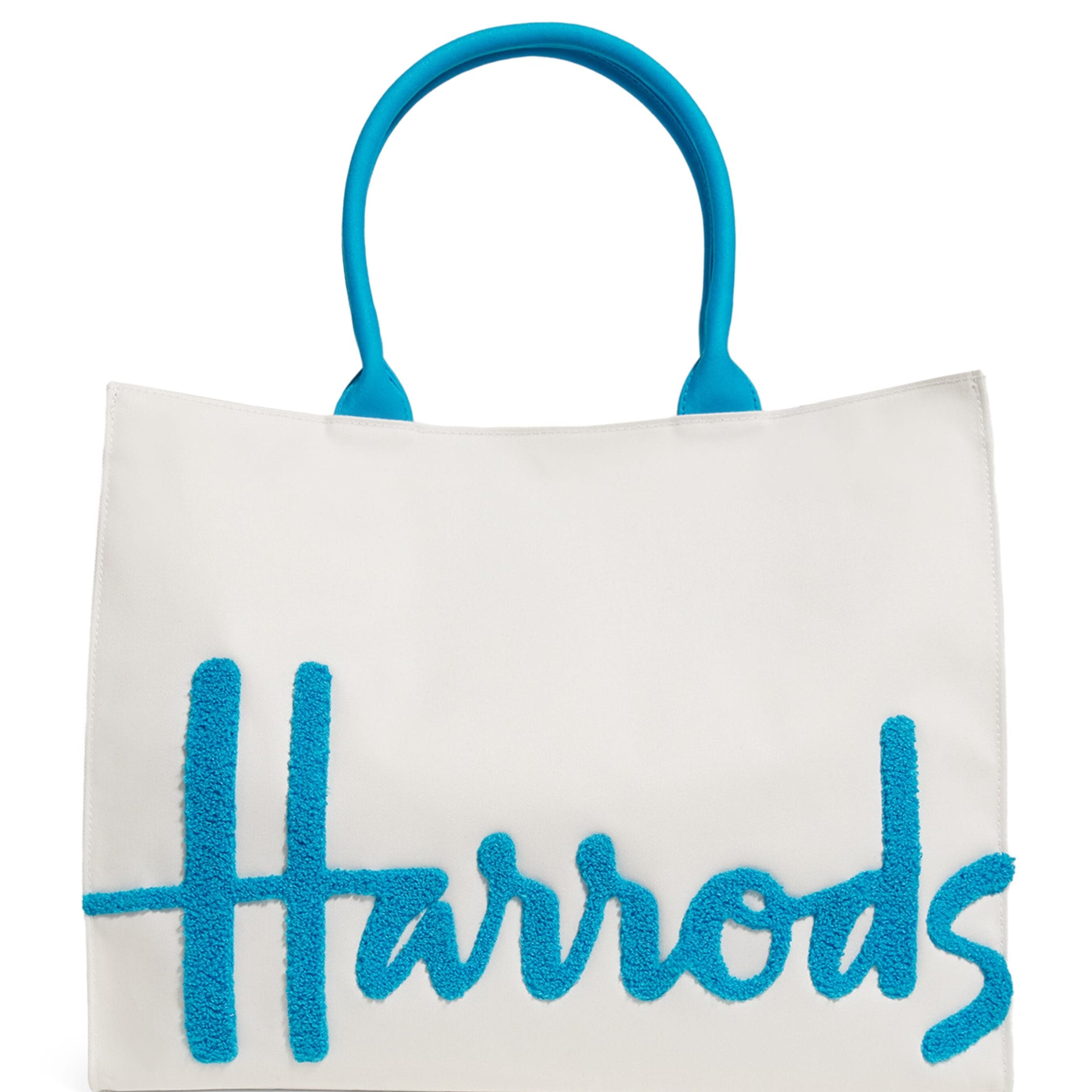 Harrods Blue Large Cotton Logo Tote Bag