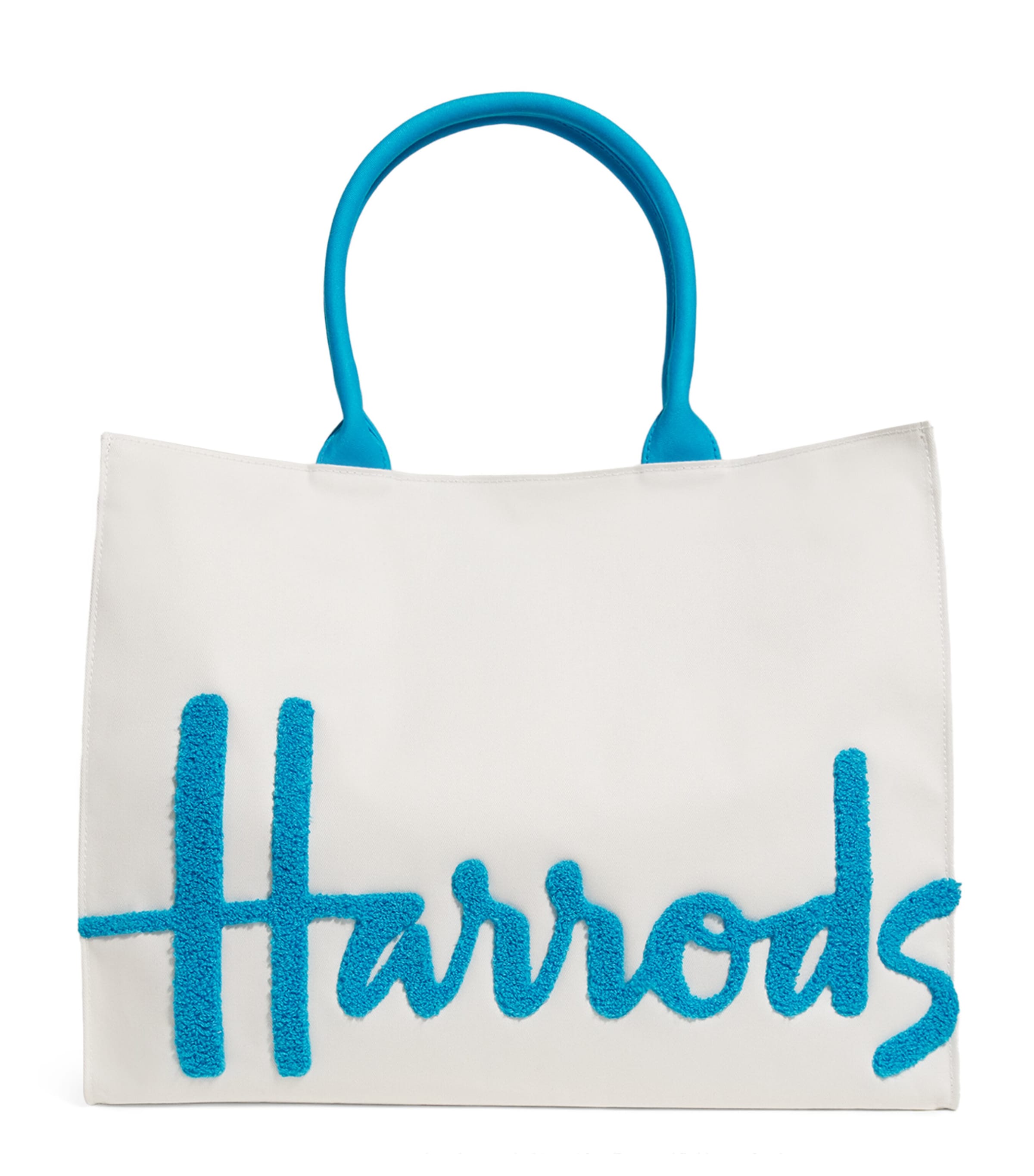 Harrods Blue Large Cotton Logo Tote Bag