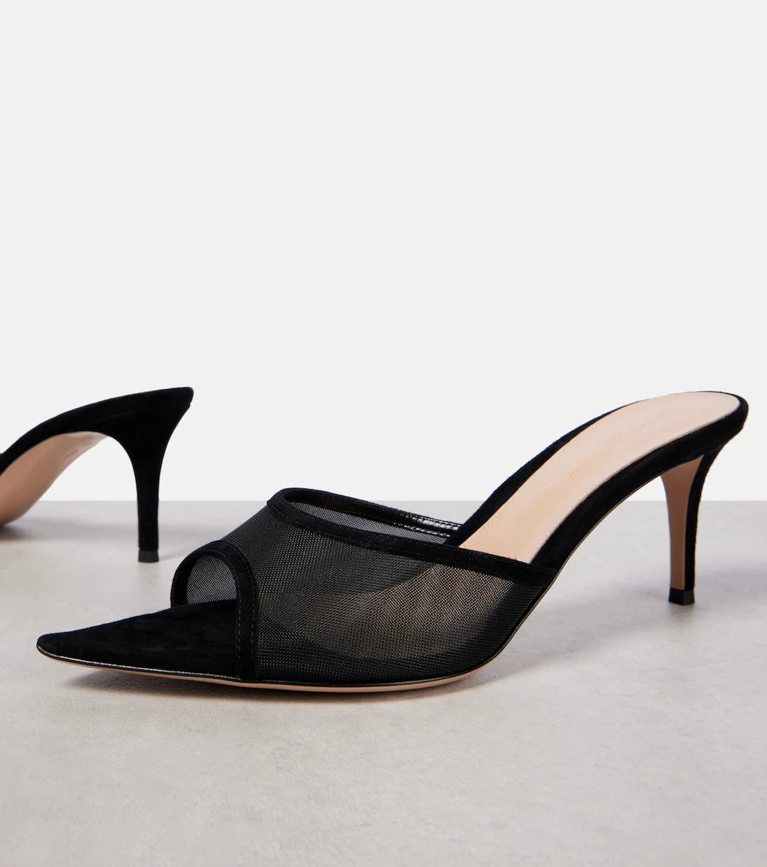 Gianvito Rossi - Dorotea suede-trimmed organza mules