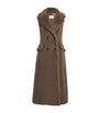 Max Mara Brown Alpaca-Wool-Silk Sleeveless Coat