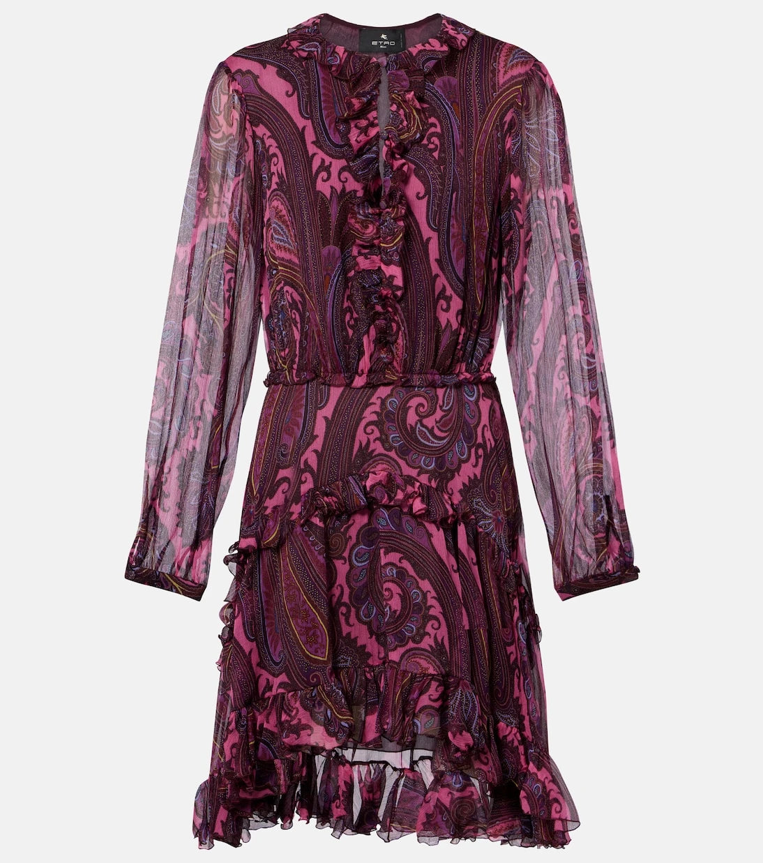 Etro - Paisley ruffled silk minidress