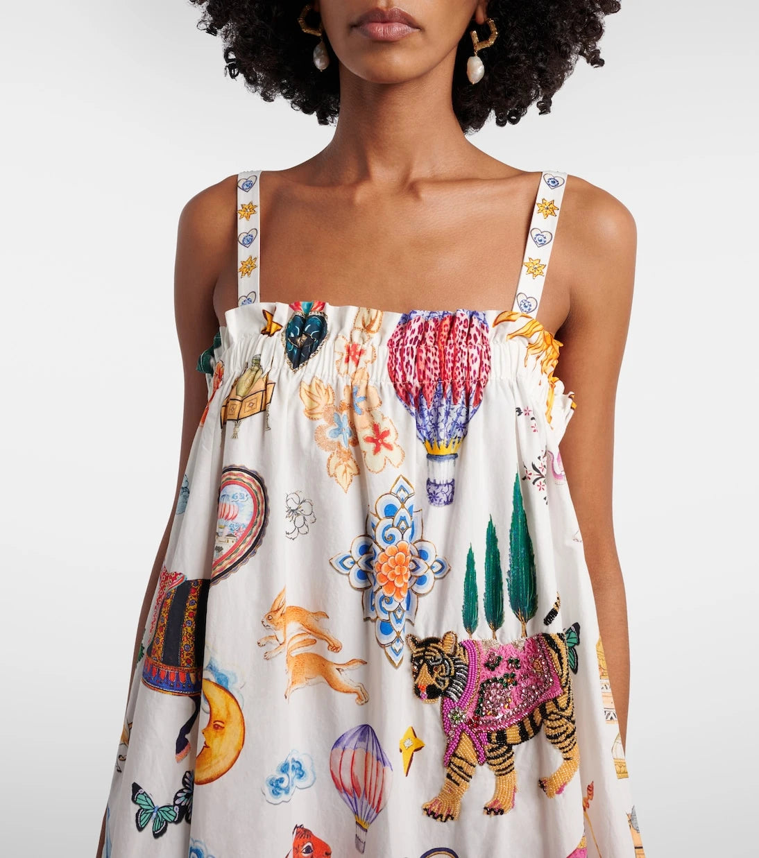 Camilla - Embellished printed cotton maxi dress