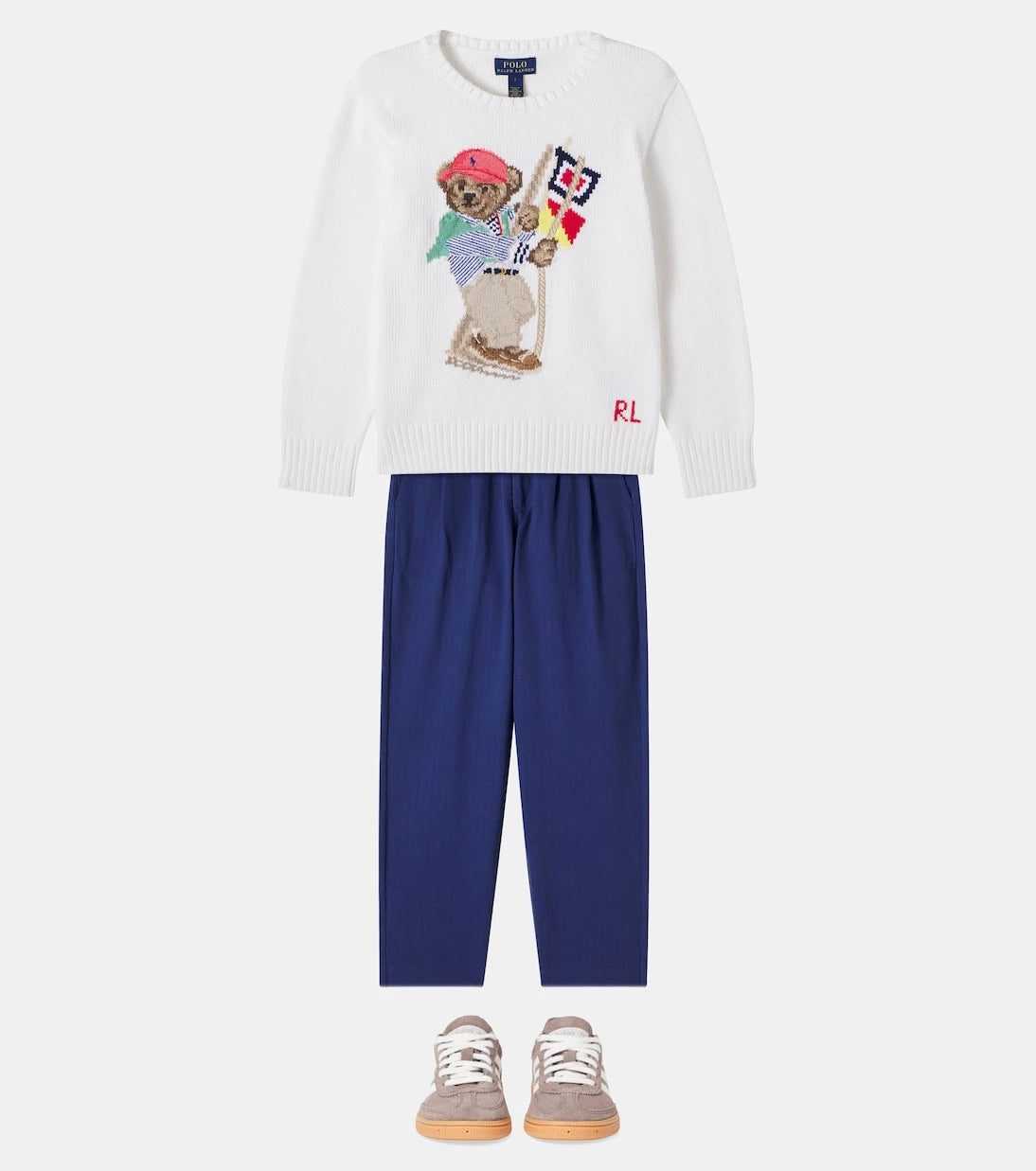 Polo Ralph Lauren Kids - Balıksırtı pamuk düz paça pantolon