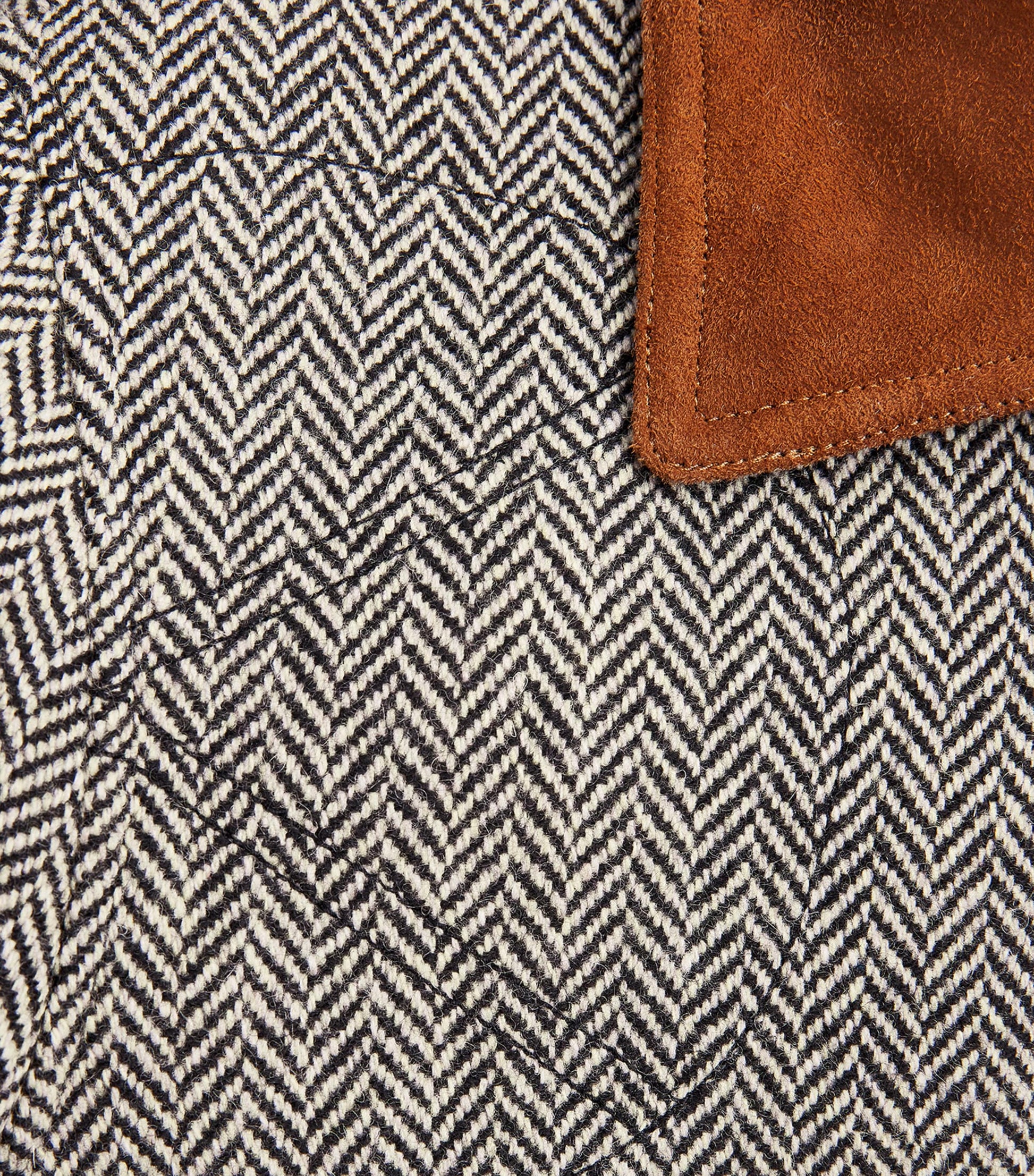 Polo Ralph Lauren Multi Wool-Blend Herringbone Suede-Trim Jacket