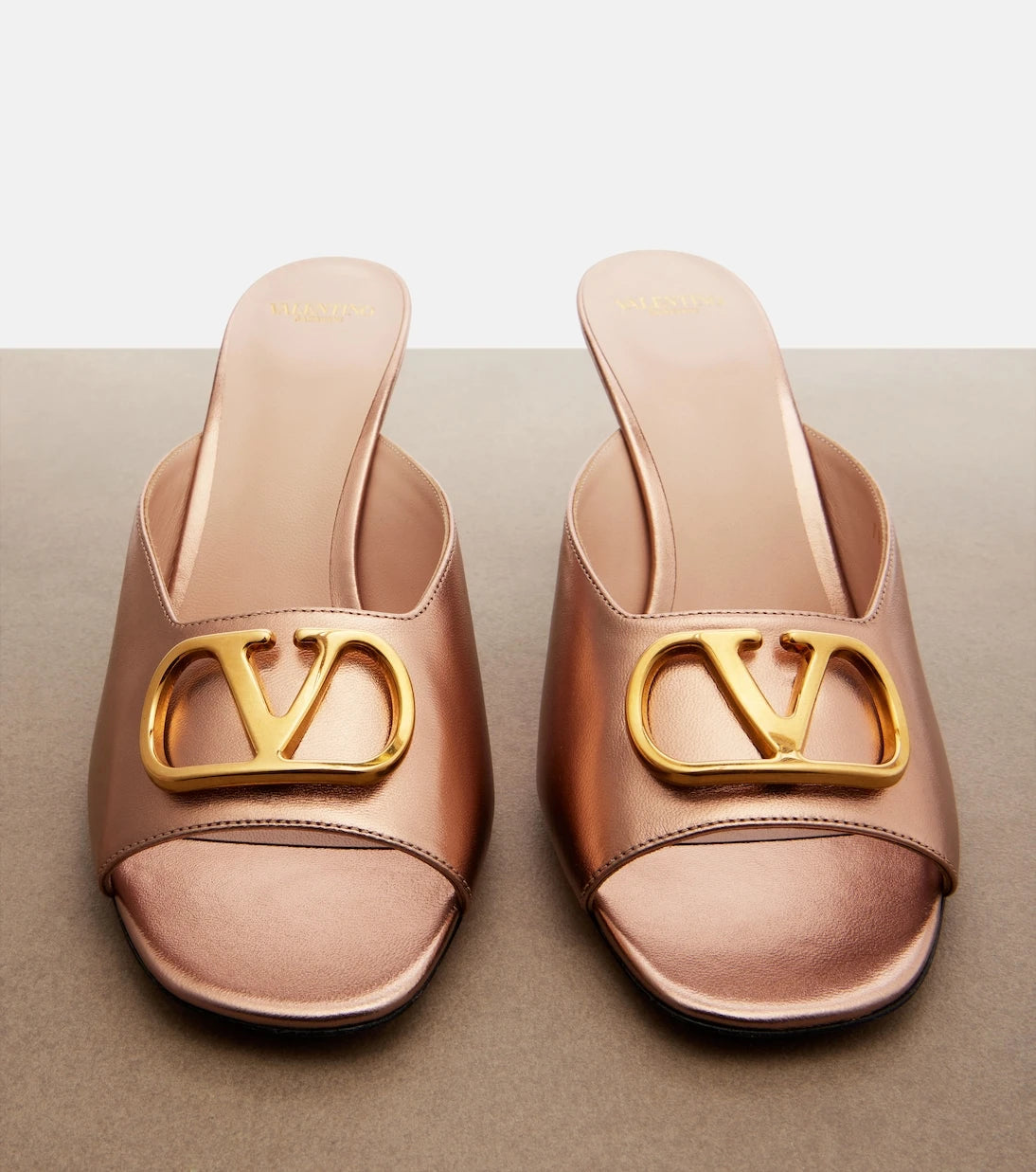 Valentino Garavani - VLogo metallic leather mules