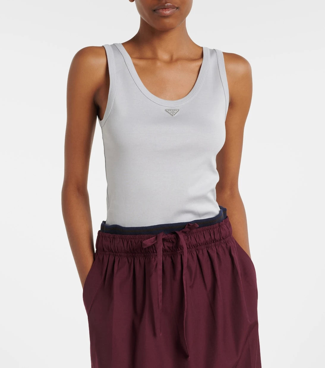 Prada - Ribbed-knit cotton tank top