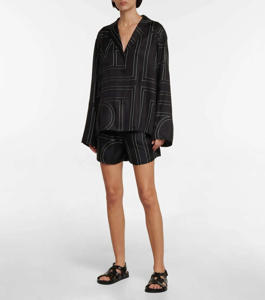 Toteme - Logo silk shorts