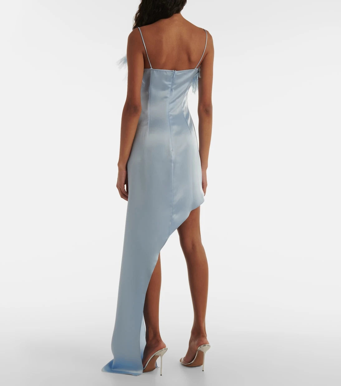 David Koma - Feather-trimmed satin cocktail dress