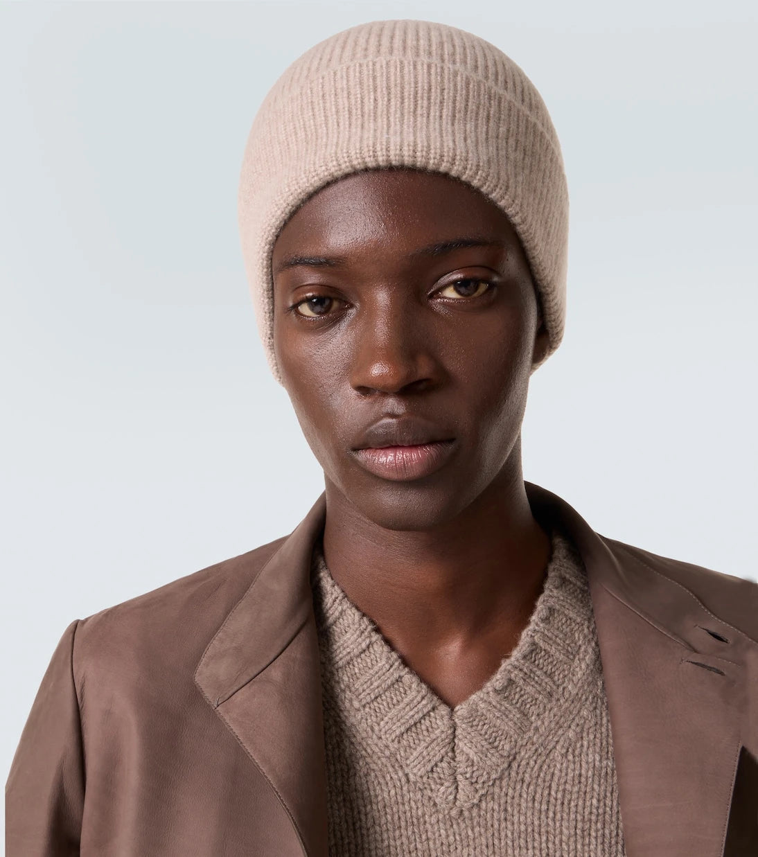 Zegna - قبعة صغيرة من الكشمير المحبوك مضلعة