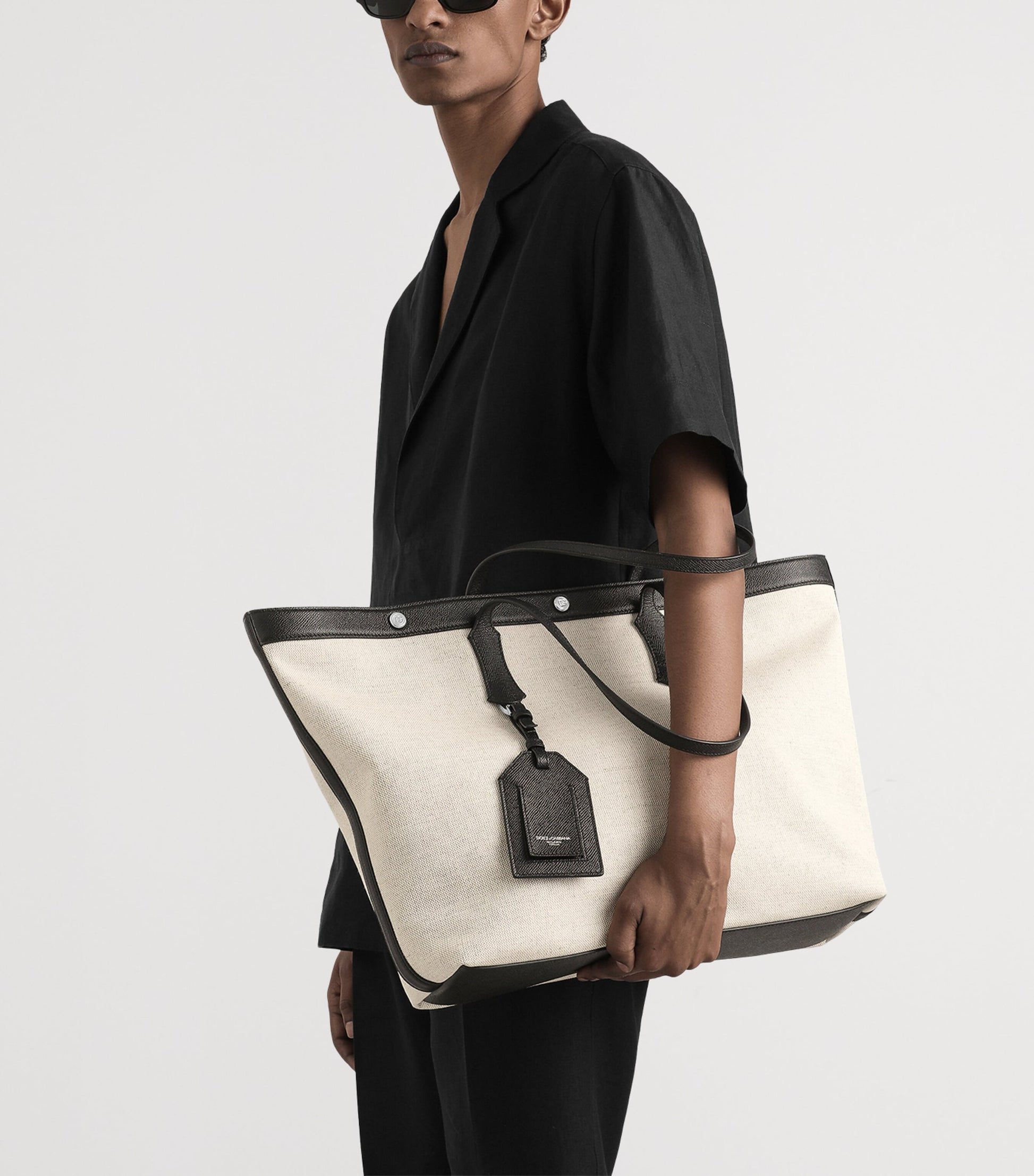 Dolce & Gabbana Canvas-Calfskin Tote Bag