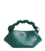 GANNI Green Mini Croc-Embossed Bou Top-Handle Bag