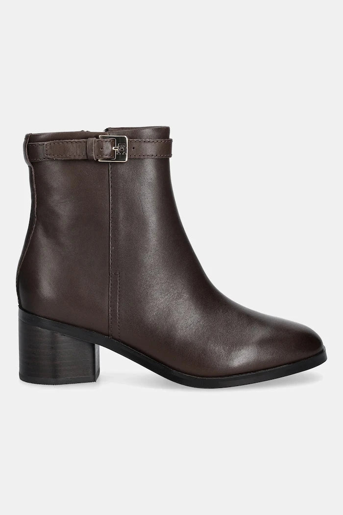 Tommy Hilfiger TH Buckle Riding Mid Heel Bootie Deri Bot