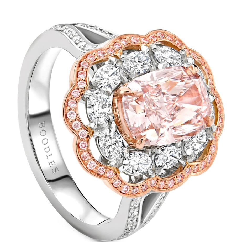 Platinum, Rose Gold and Diamond Ring