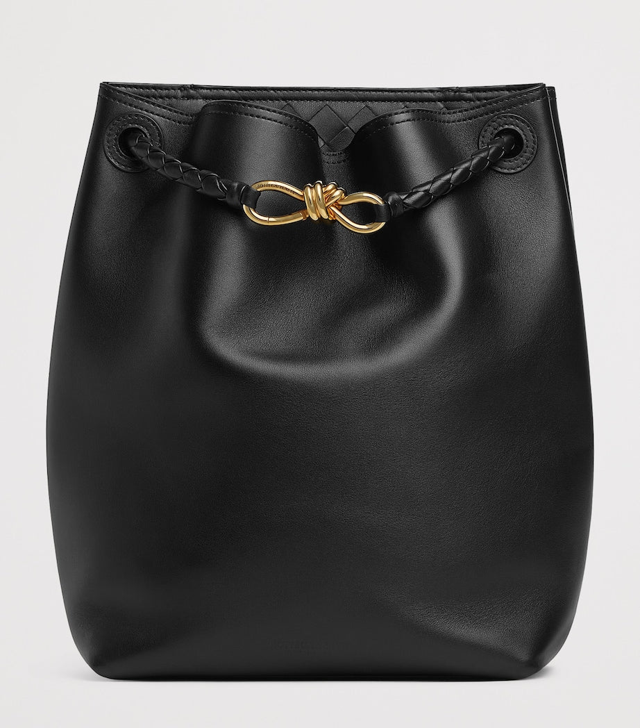 Black Leather Andiamo Bucket Bag