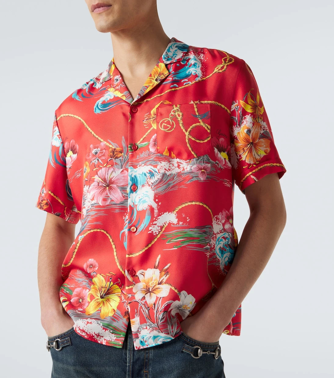Gucci - Floral silk twill bowling shirt