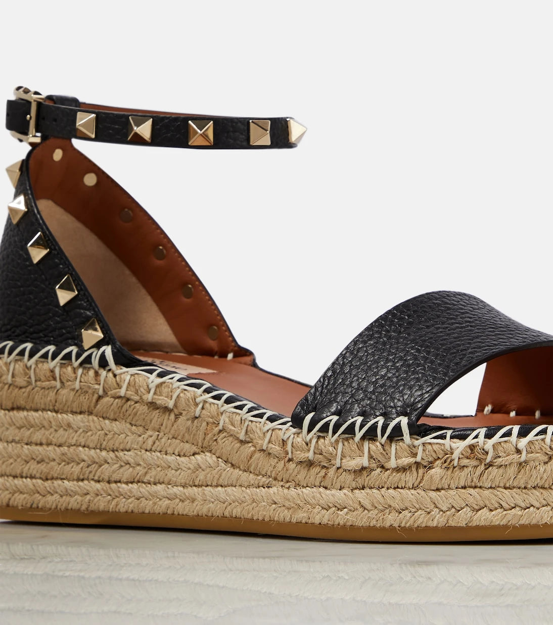 Valentino Garavani - Rockstud leather espadrille wedges