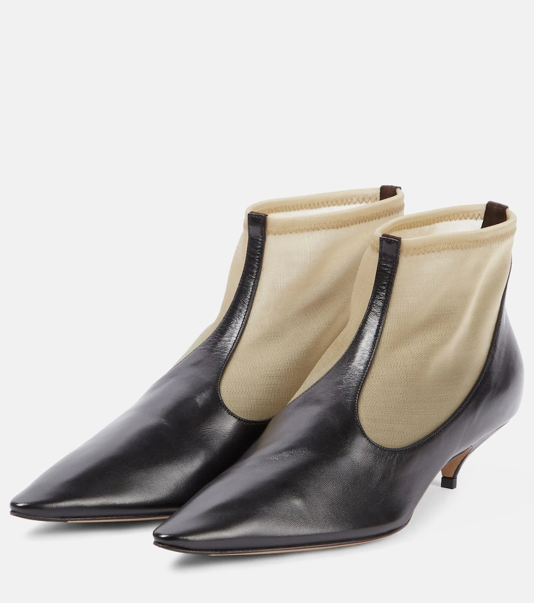 The Row - Mesh leather-trimmed ankle boots