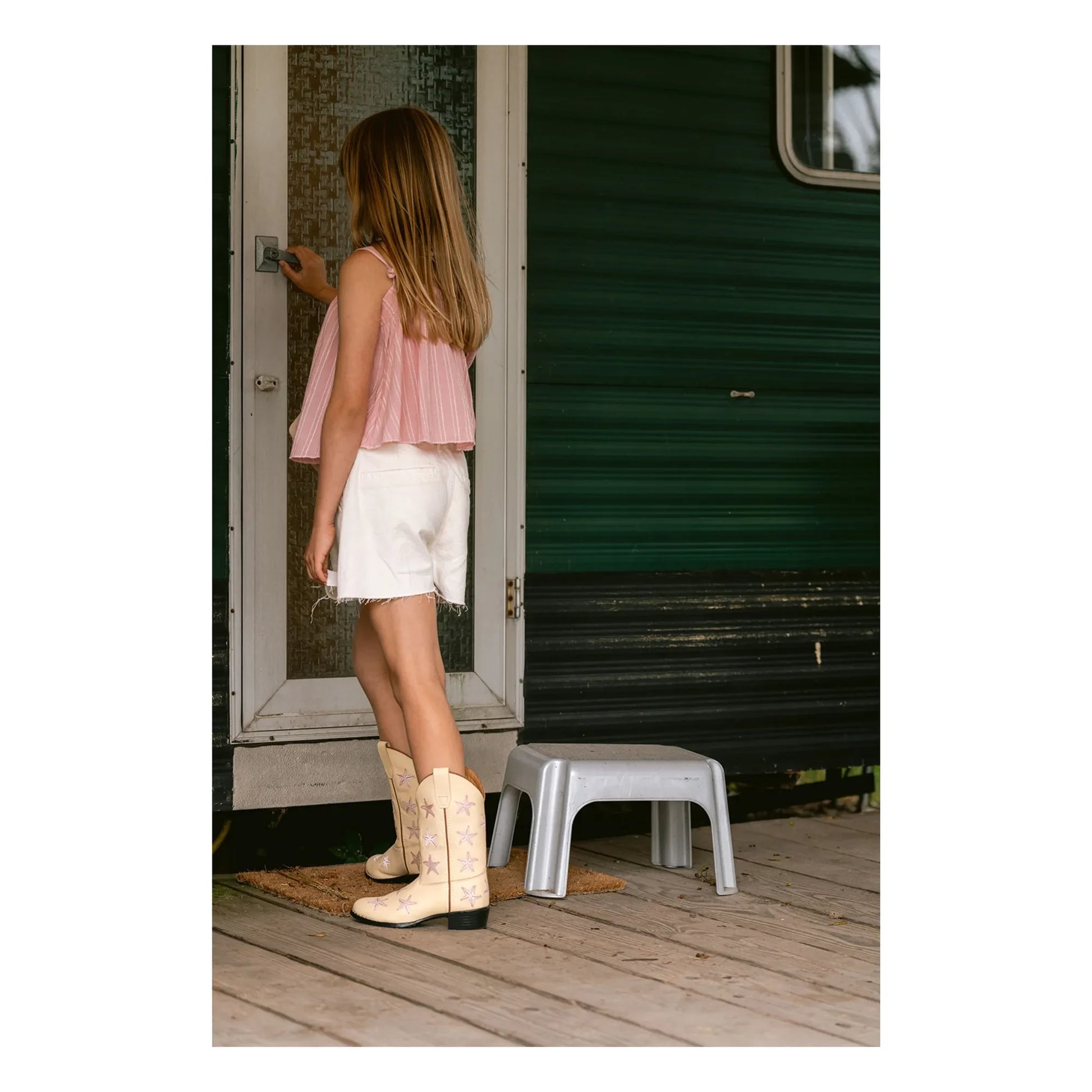 Bootstock - Santiags Starfish Leather | Pale yellow