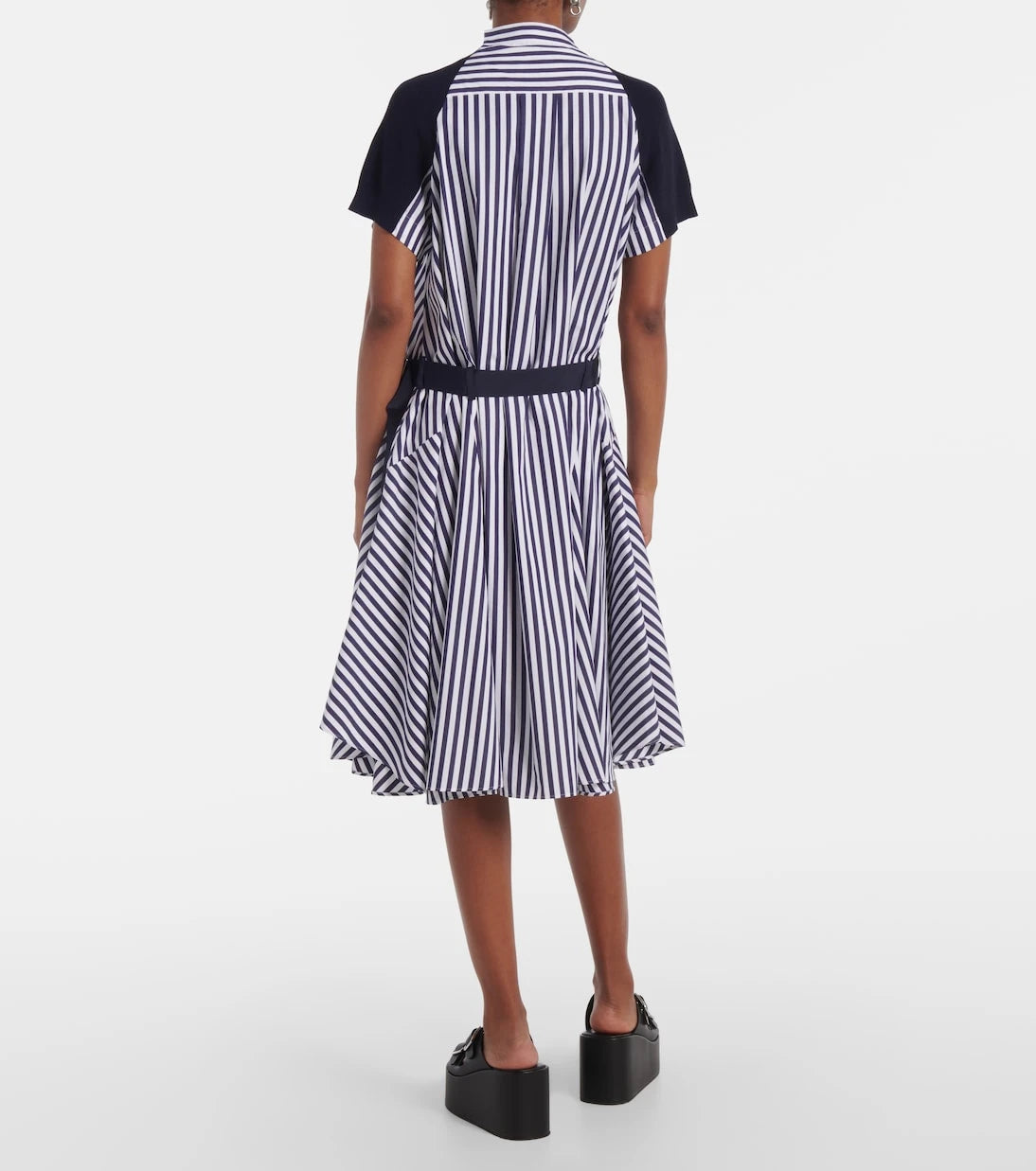 Sacai - Striped cotton midi dress