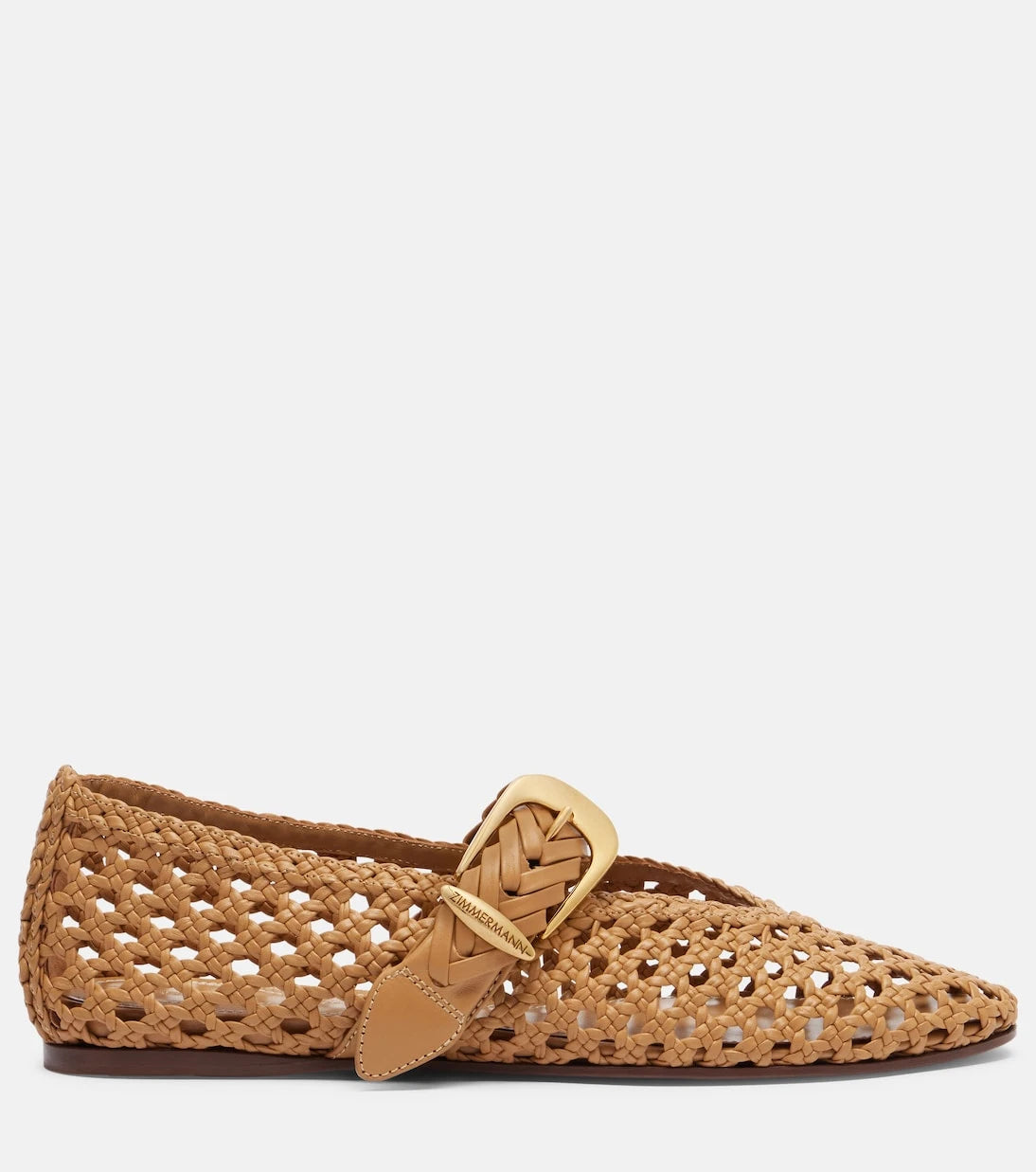 Zimmermann - Alchemy woven leather Mary Jane flats