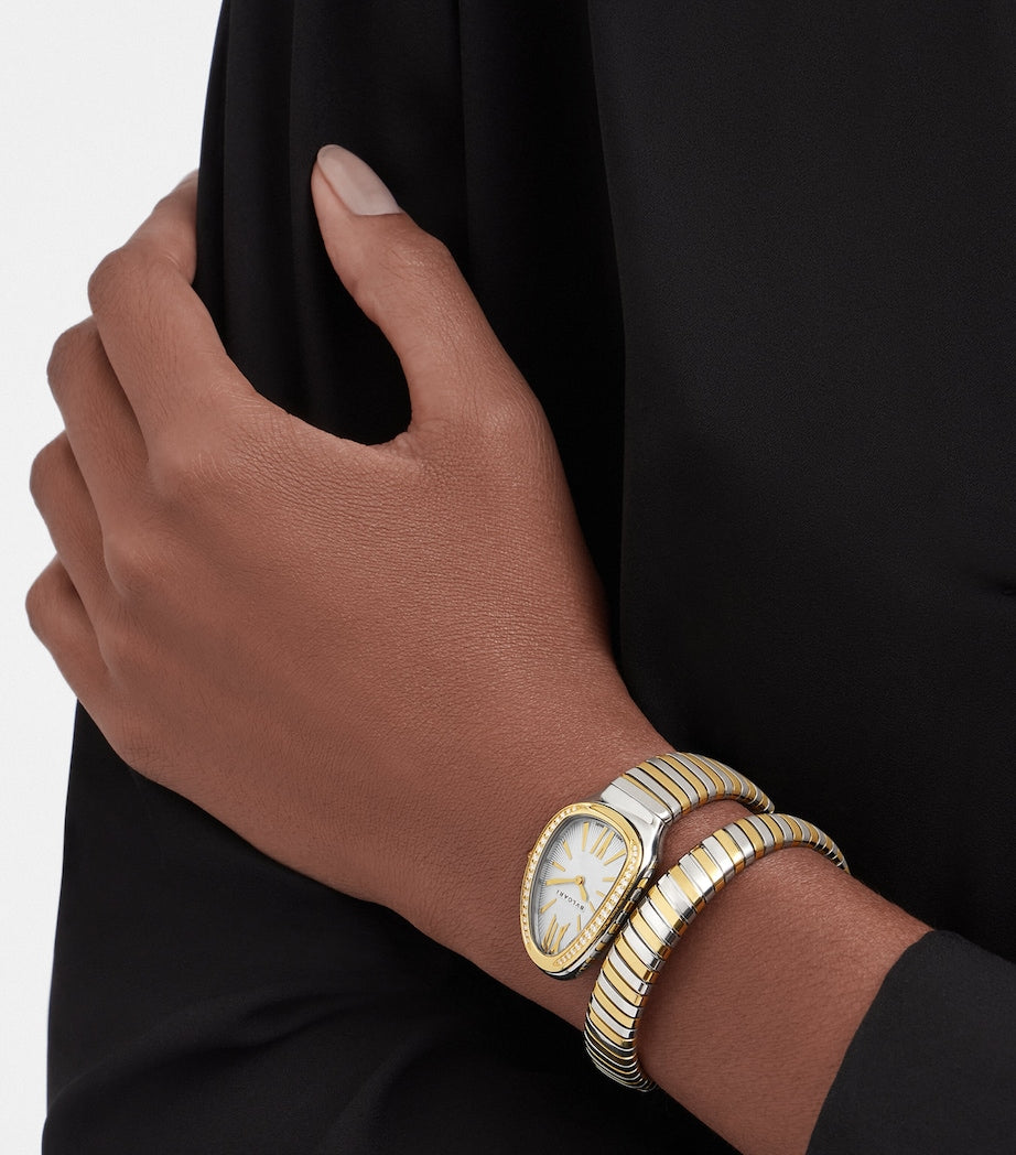 Bvlgari Stainless Steel and Yellow Gold Serpenti Tubogas Watch 35mm