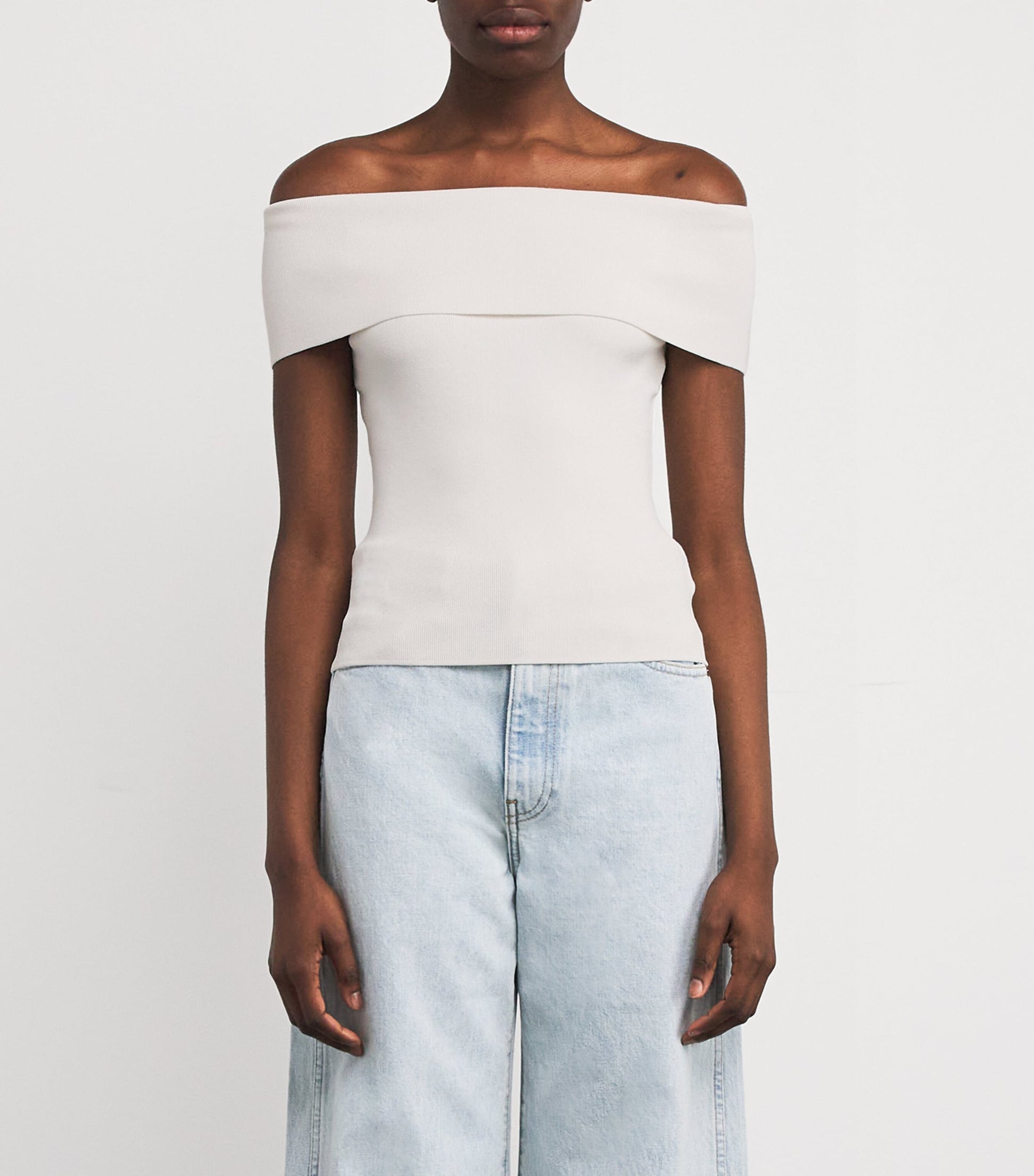 Maje White Knitted Off-The-Shoulder Top