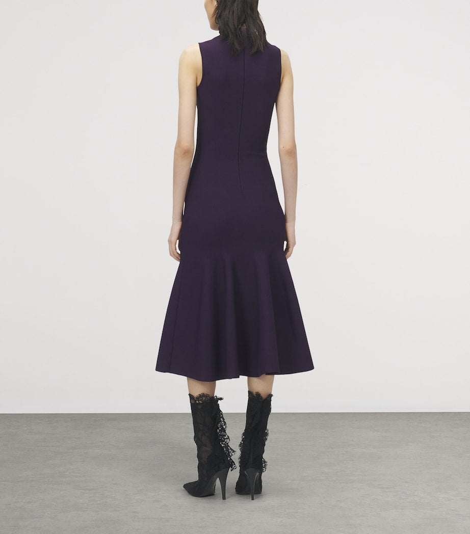 McQueen Purple Fringe-Detail Midi Dress