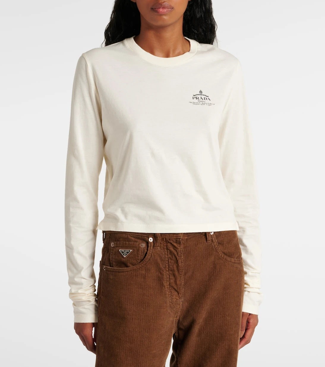 Prada - Logo cotton jersey top