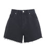 PAIGE Black Raw-Hem Archie Denim Shorts