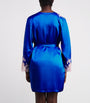 Blue Silk Lace-Trim Bénédicte Short Robe
