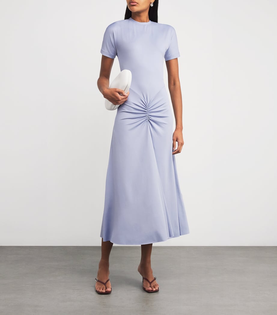 Victoria Beckham Purple Gathered Waist Midi Dress