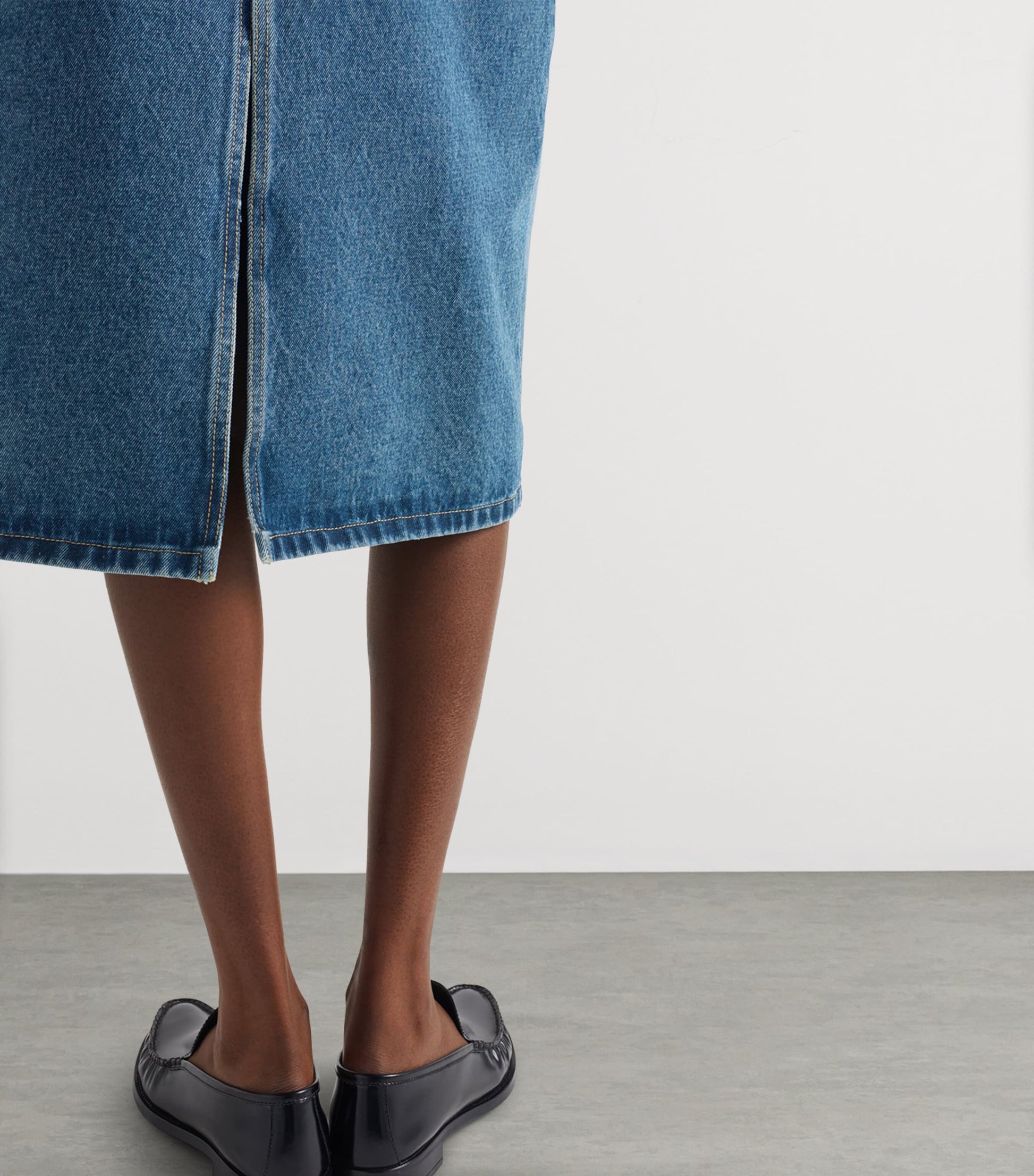 Blue Denim Midi Skirt