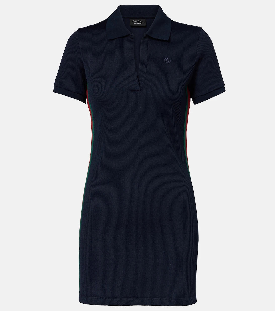 Gucci - Web Stripe ribbed-knit jersey polo dress