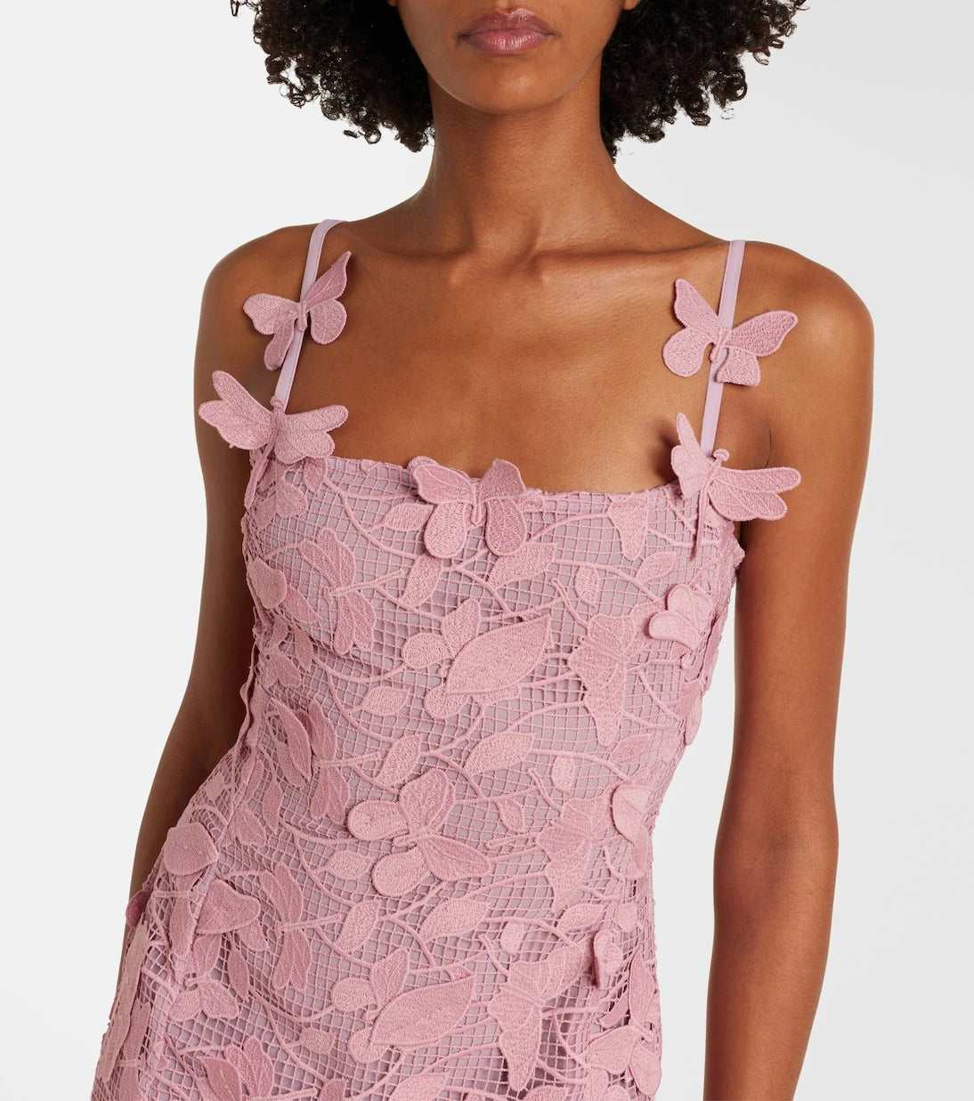 Blumarine - فستان ماكسي من الدانتيل المطرز