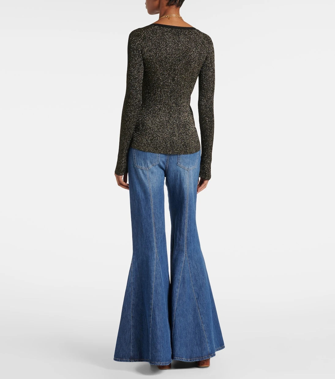 Chloé - Ribbed-knit lurex® Henley shirt