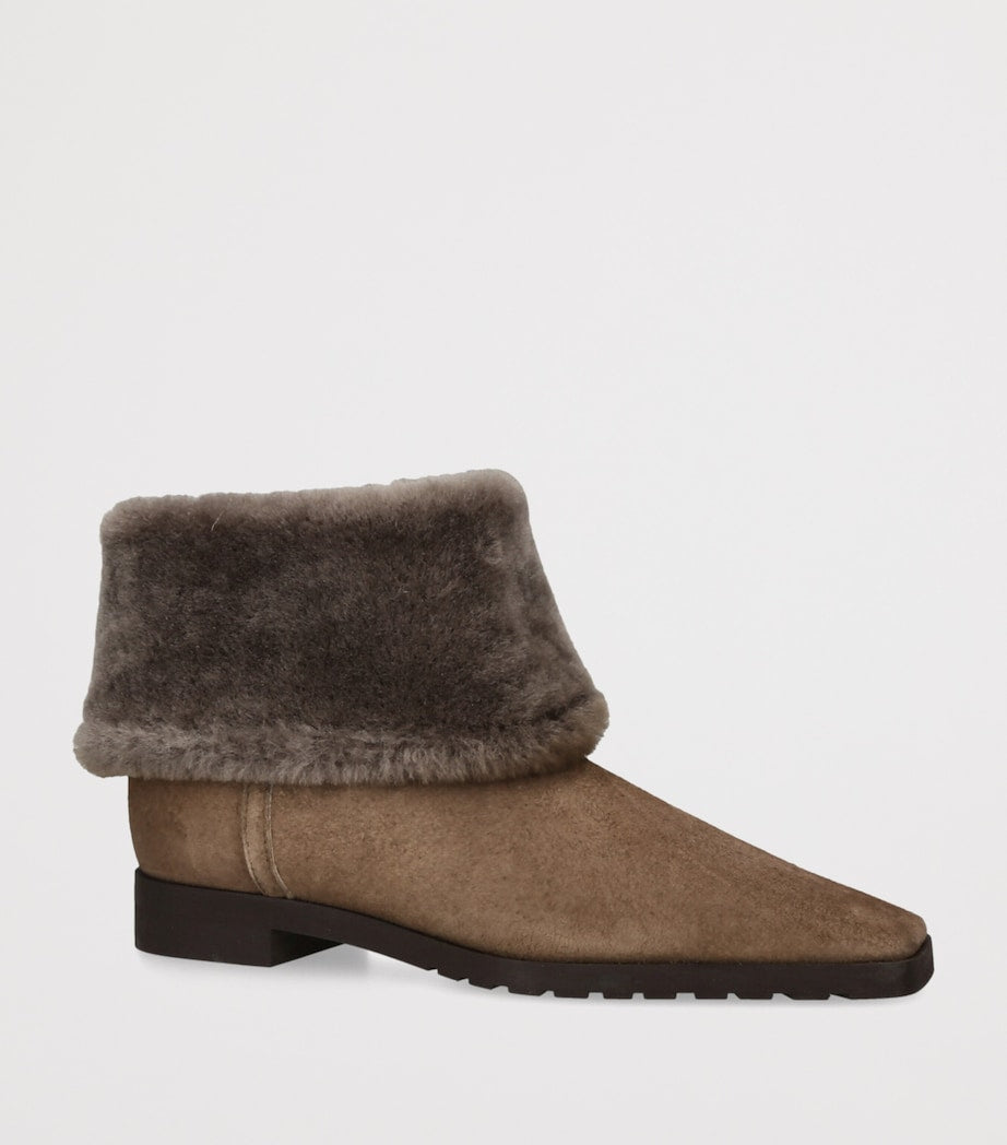 Toteme Brown Shearling Fold-Down Ankle Boots