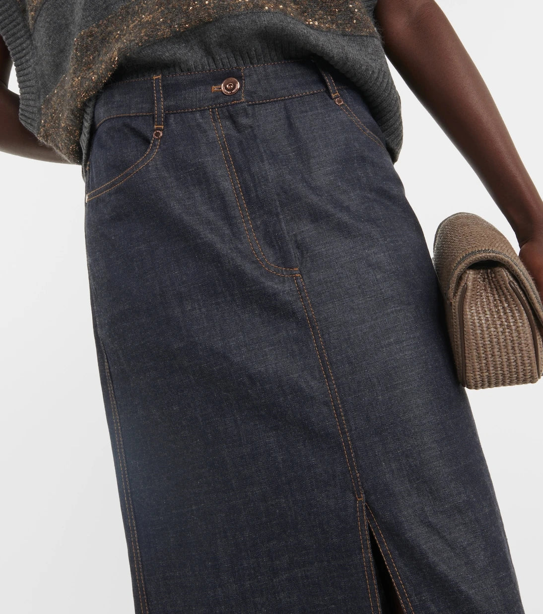 Brunello Cucinelli - Denim maksi etek
