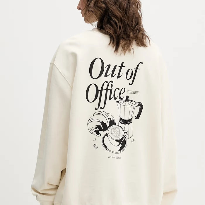 HUGO Mavi pamuklu kadın oversize sweatshirt Classic Crew_B_3