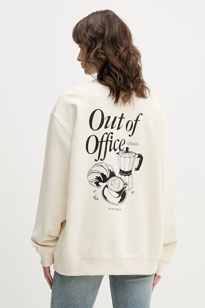 HUGO Mavi pamuklu kadın oversize sweatshirt Classic Crew_B_3