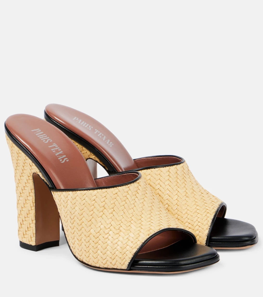 Paris Texas - Ava 100 raffia and leather mules