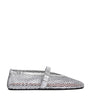 Silver Leather Mesh Ballet Flats