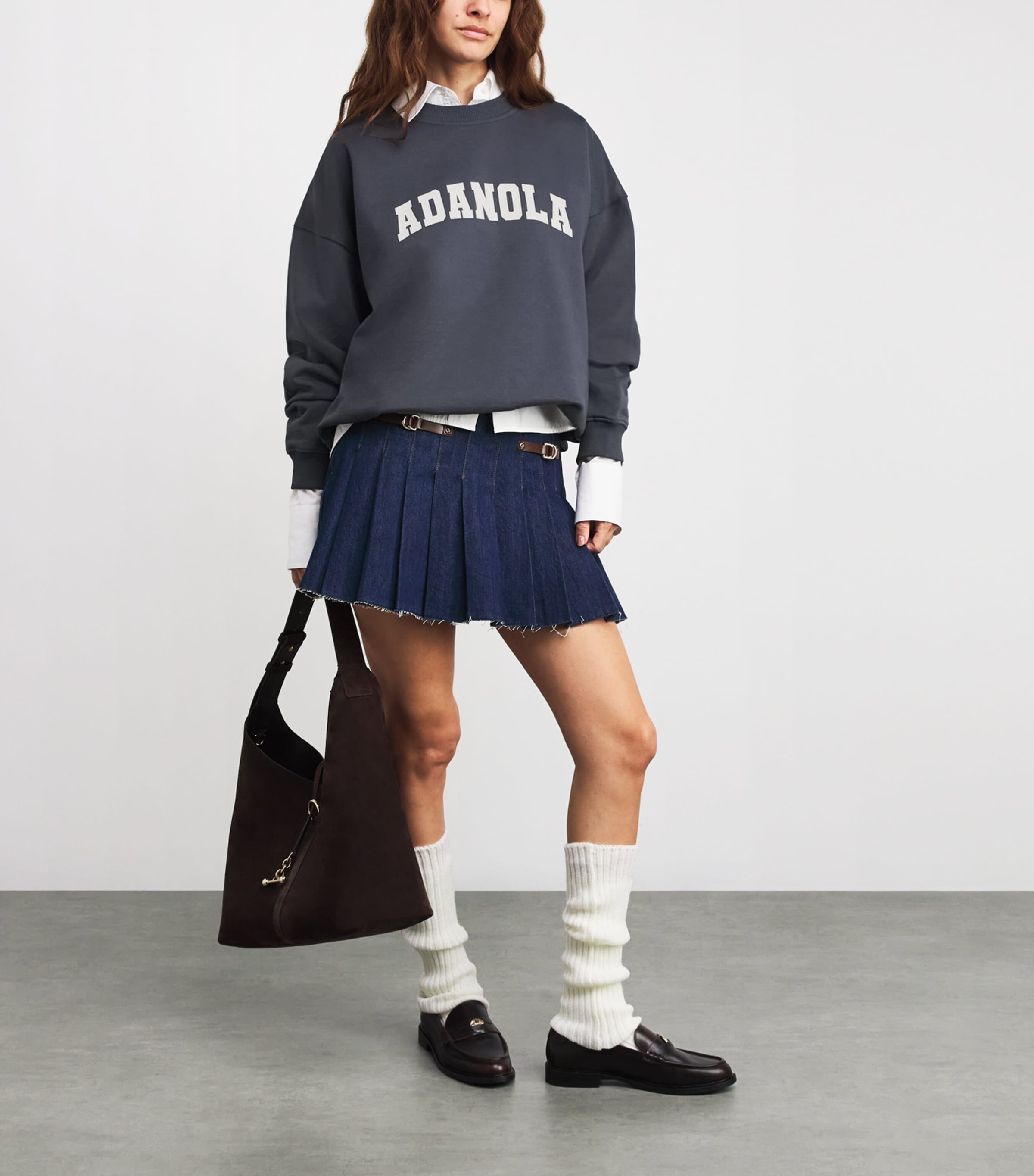 Adanola Navy Oversized Varsity Sweatshirt