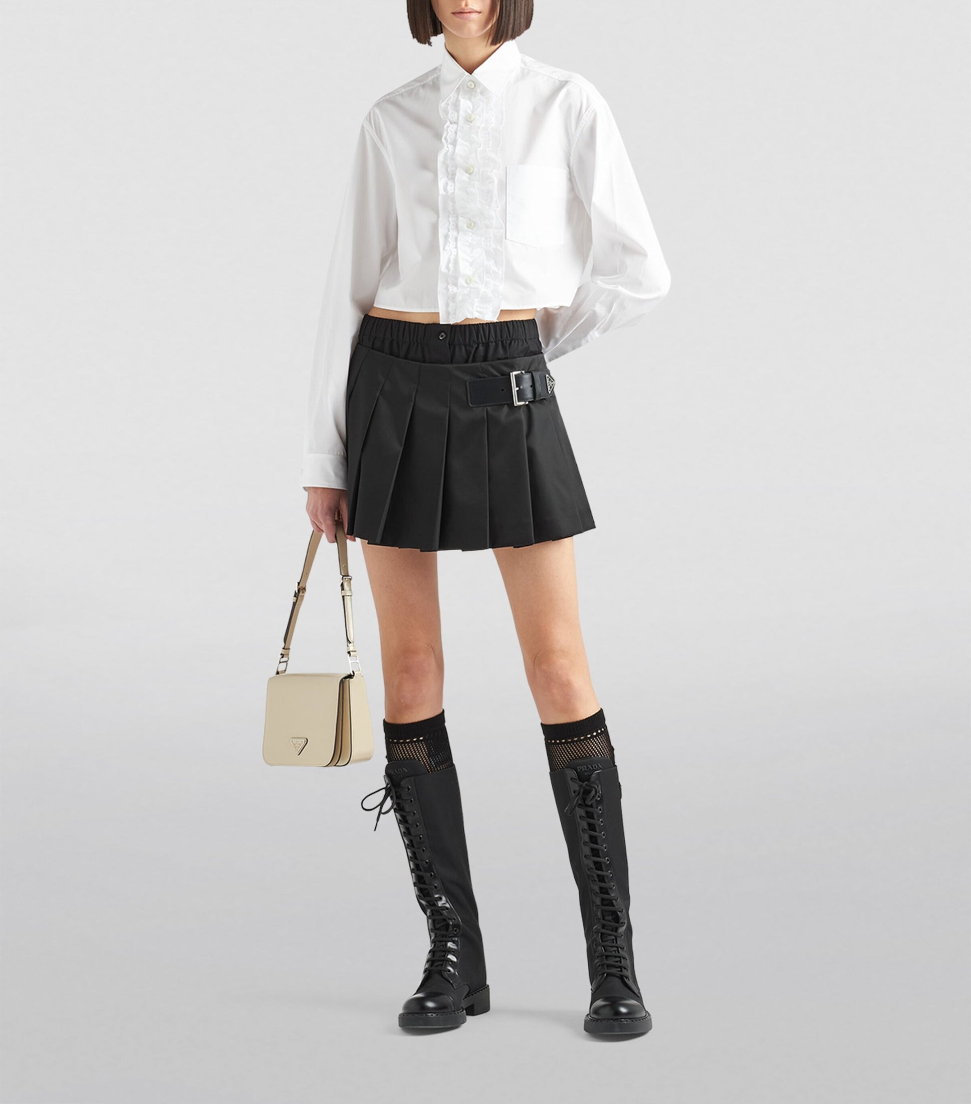 Prada Black Re-Nylon Pleated Mini Skirt