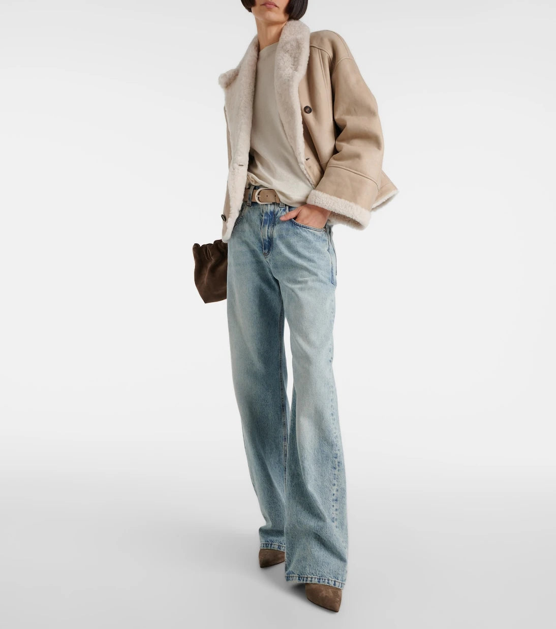 Brunello Cucinelli - بنطلون جينز بقصة مستقيمة وخصر مرتفع