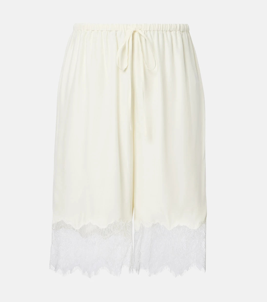 Staud - Verano lace-trimmed silk satin Bermuda shorts