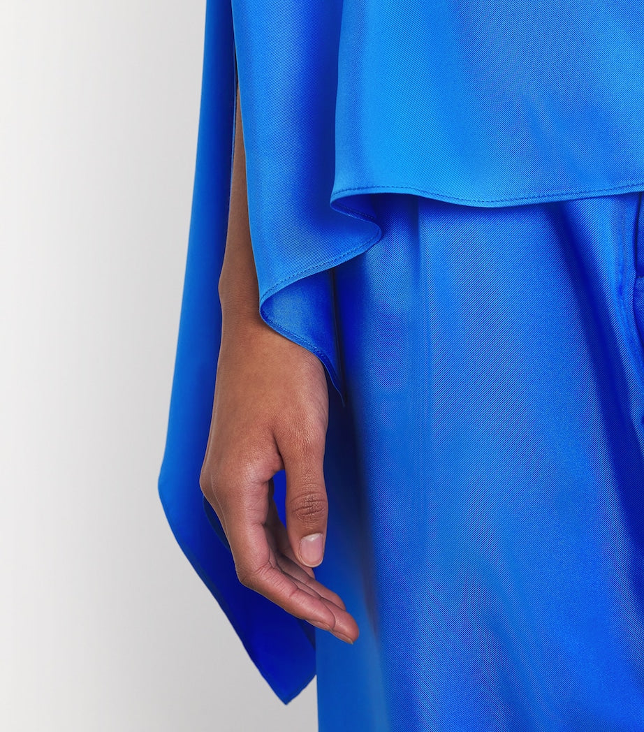 Blue Silk Oversized Cape