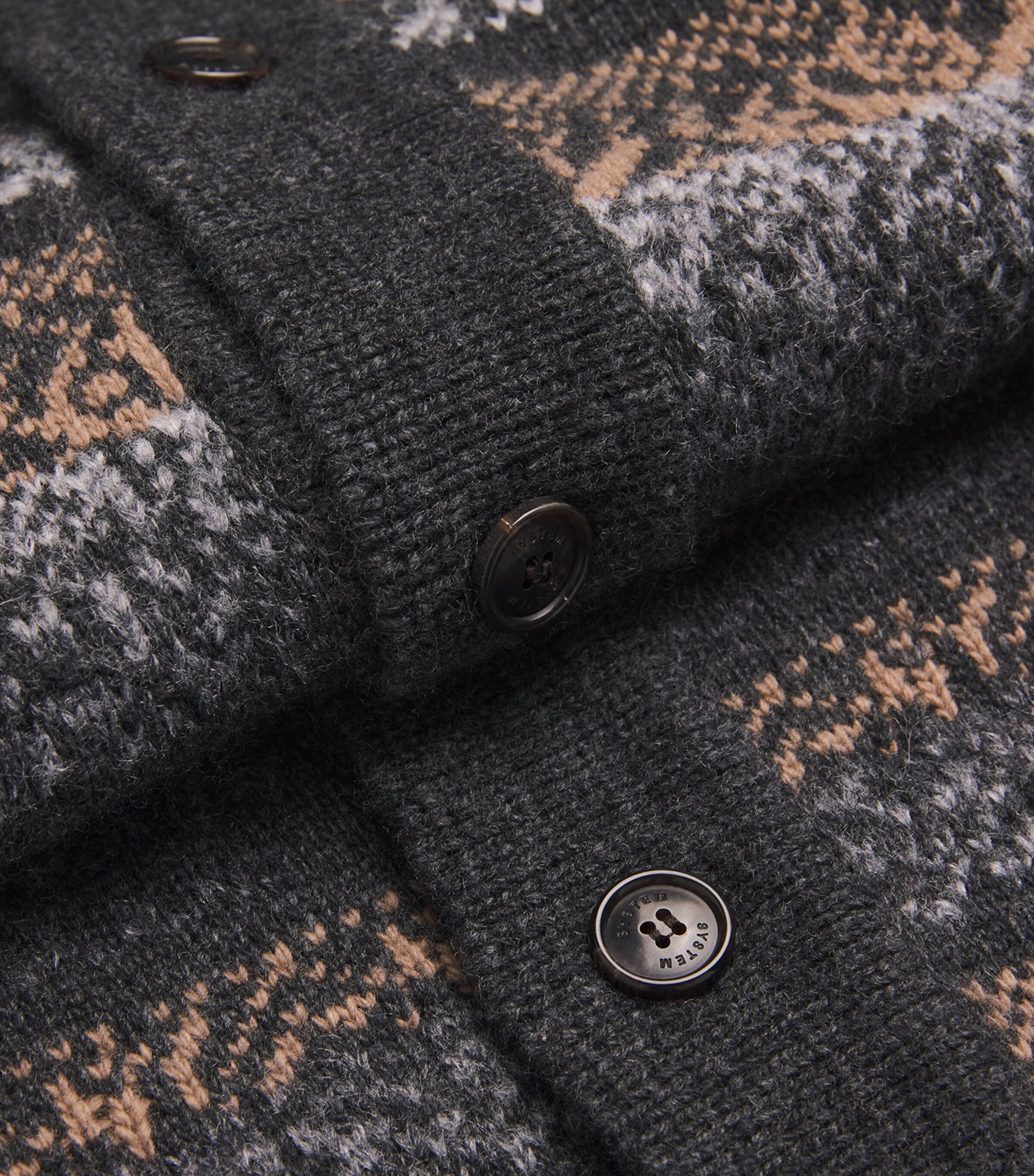 System Grey Fair Isle Cardigan